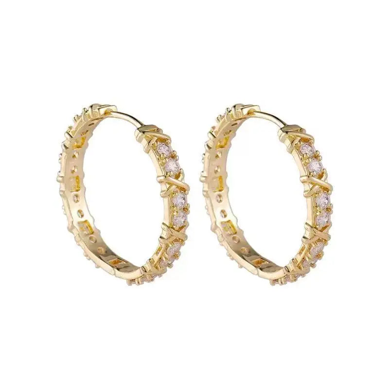 Boucles d'oreilles en métal pour femmes avec diamant