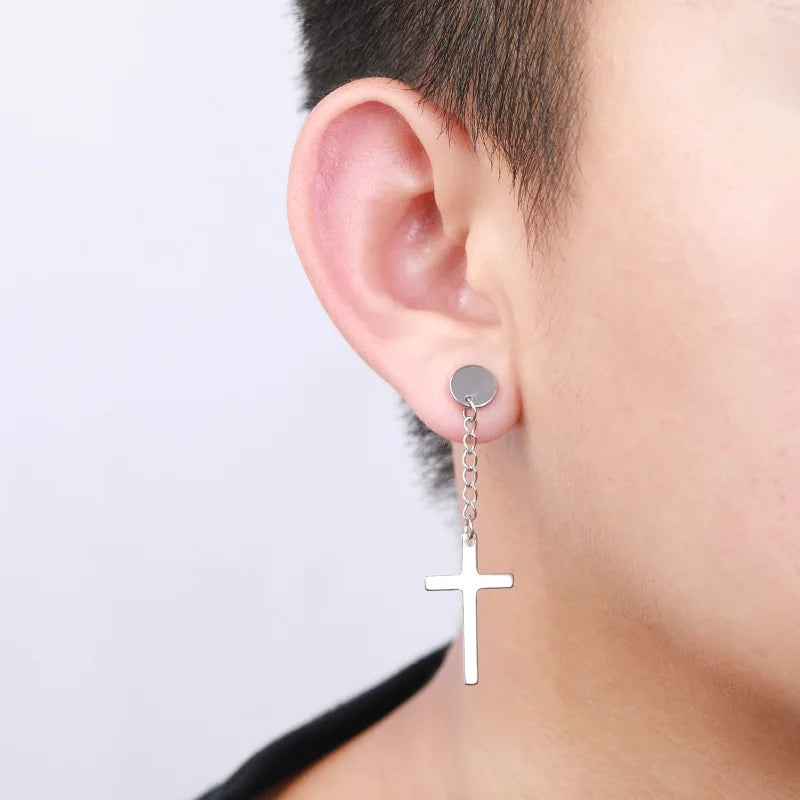 Boucles d'oreilles créoles punk gothique en acier inoxydable
