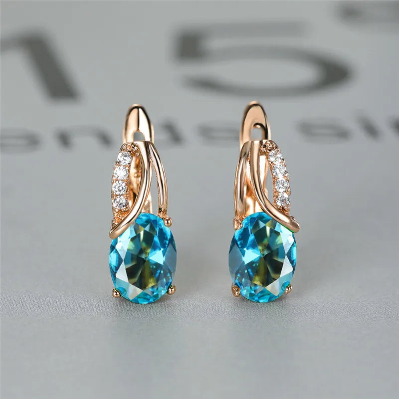 boucle d'oreille créole pierre bleu