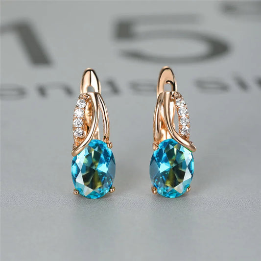 boucle d'oreille créole pierre bleu