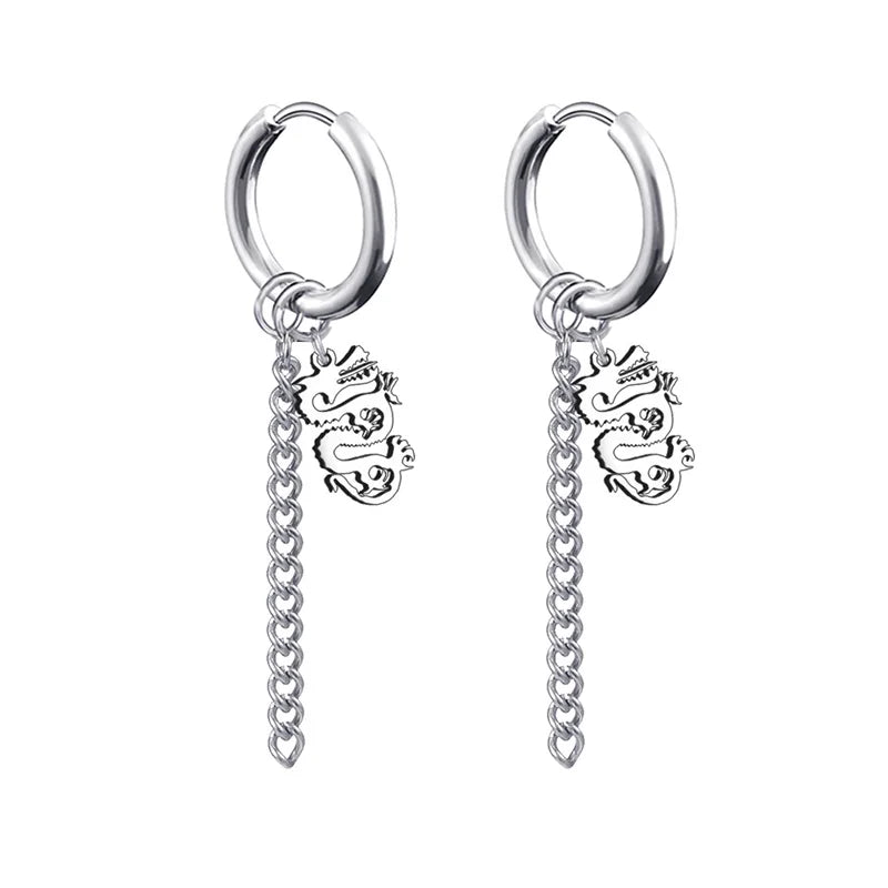 Boucles d'oreilles créoles punk gothique en acier inoxydable