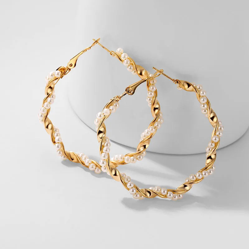 boucle d'oreille créole grande taille avec strass