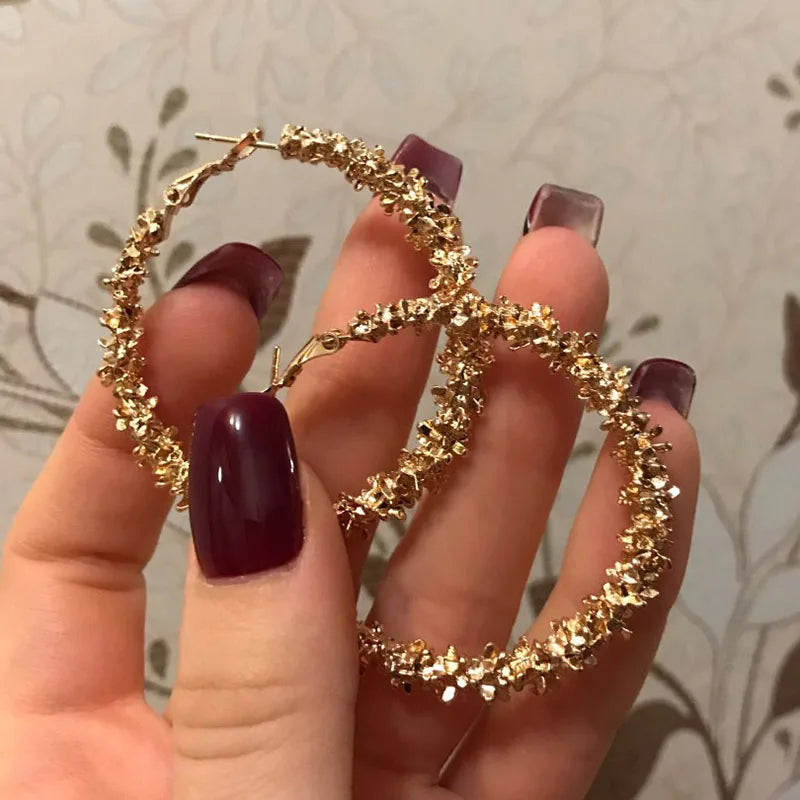 boucle d'oreille créole grande taille avec strass