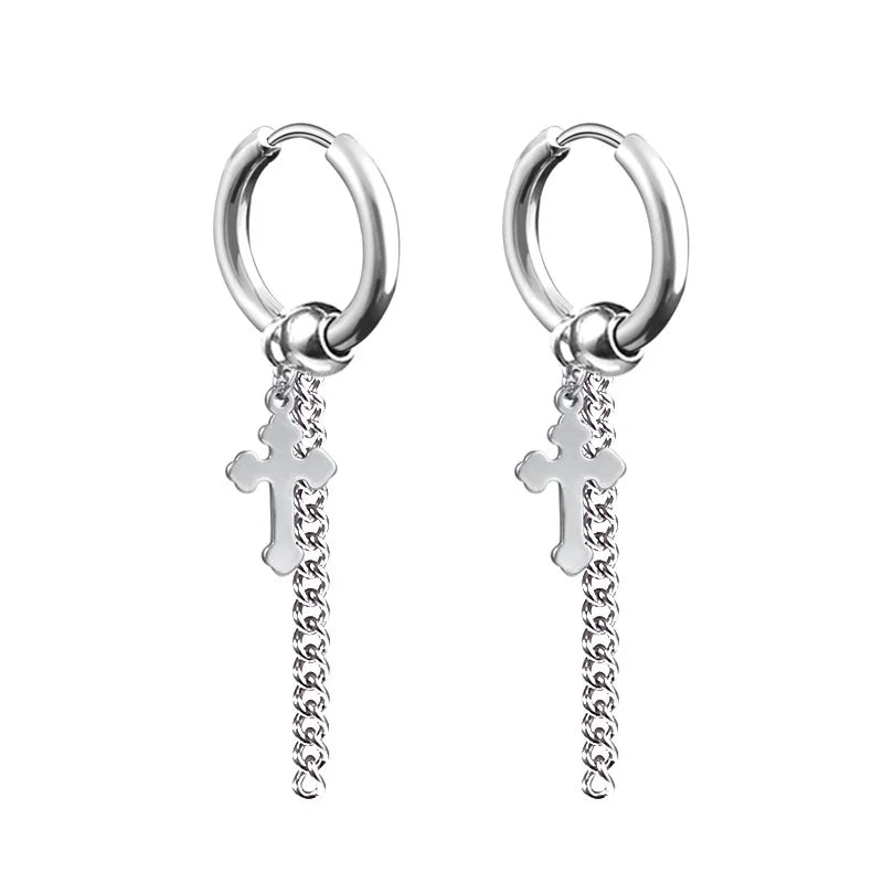 Boucles d'oreilles créoles punk gothique en acier inoxydable