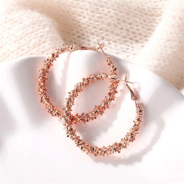 boucle d'oreille créole grande taille avec strass