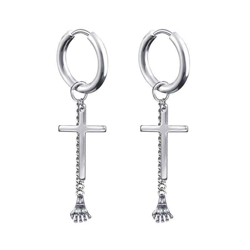 Boucles d'oreilles créoles punk gothique en acier inoxydable