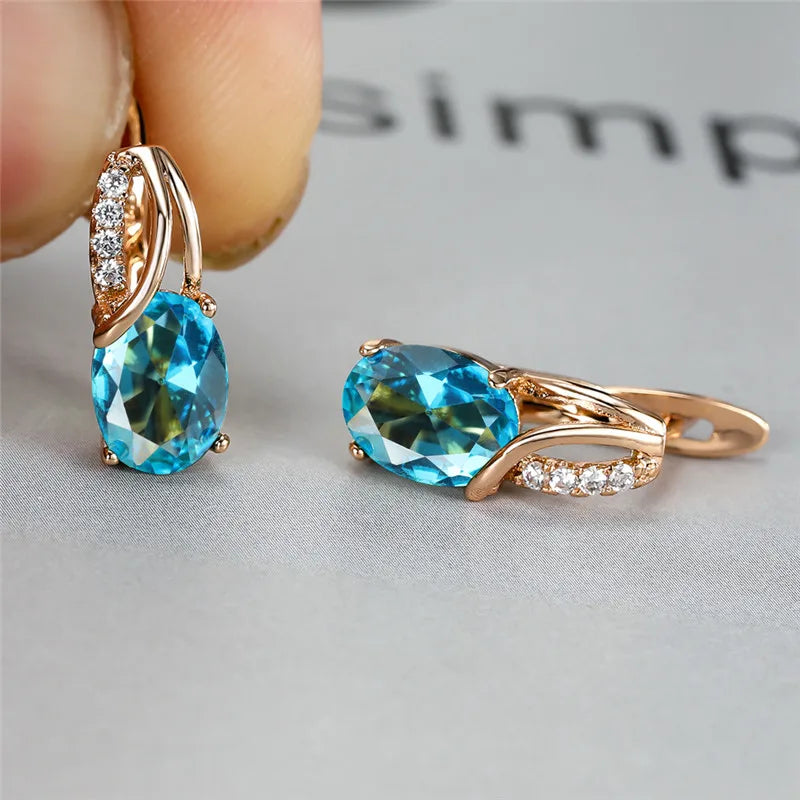 boucle d'oreille créole pierre bleu