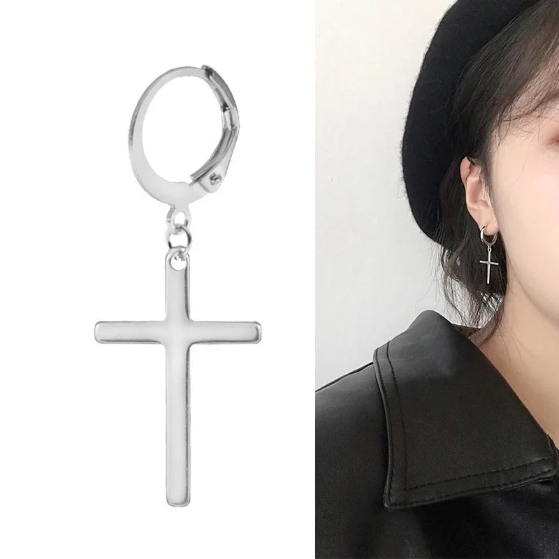 Boucles d'oreilles créoles punk gothique en acier inoxydable