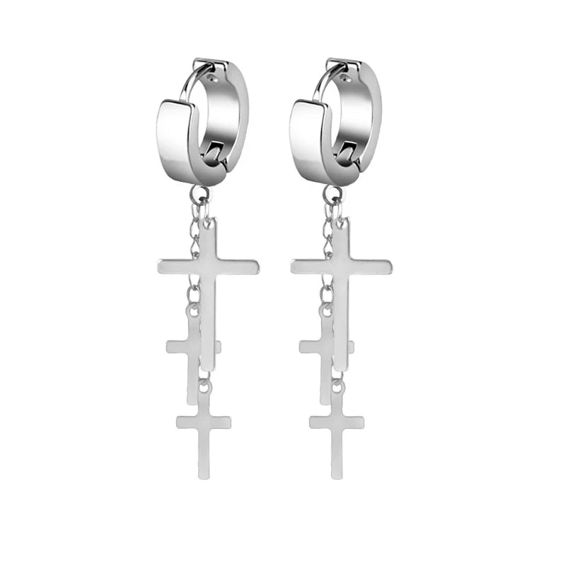 Boucles d'oreilles créoles punk gothique en acier inoxydable