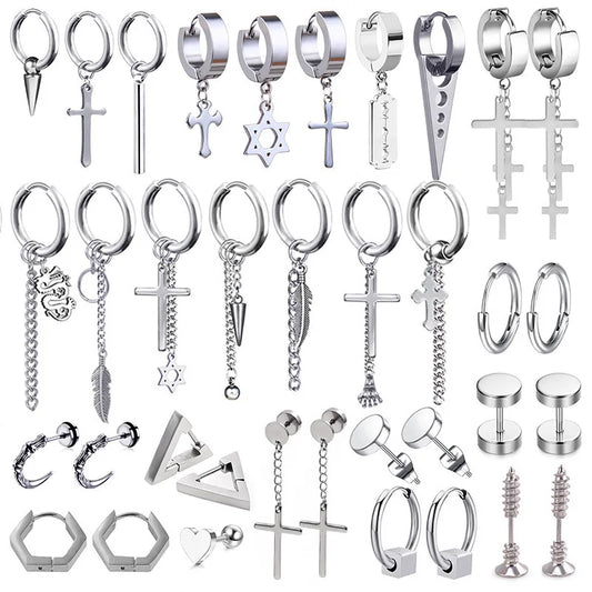 Boucles d'oreilles créoles punk gothique en acier inoxydable