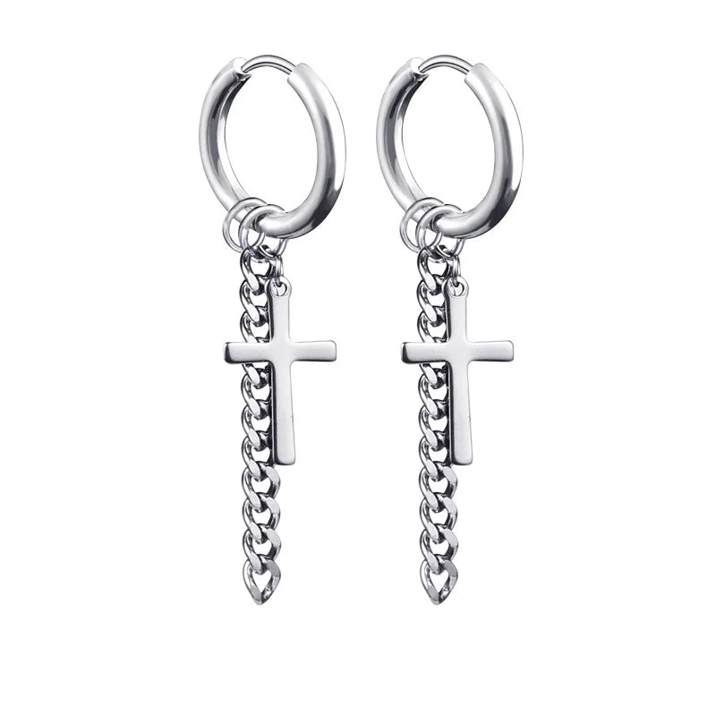 Boucles d'oreilles créoles punk gothique en acier inoxydable