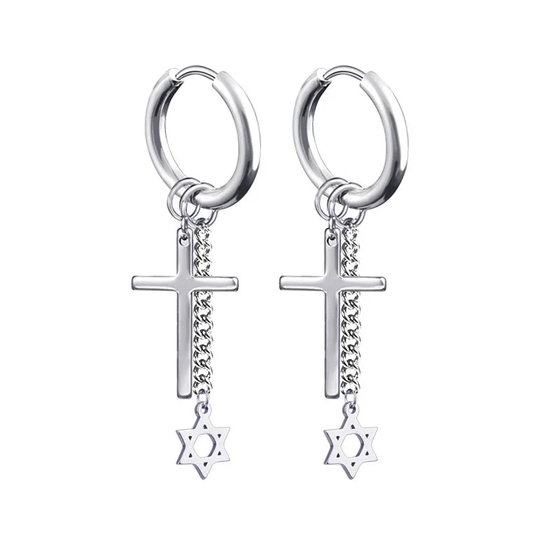 Boucles d'oreilles créoles punk gothique en acier inoxydable