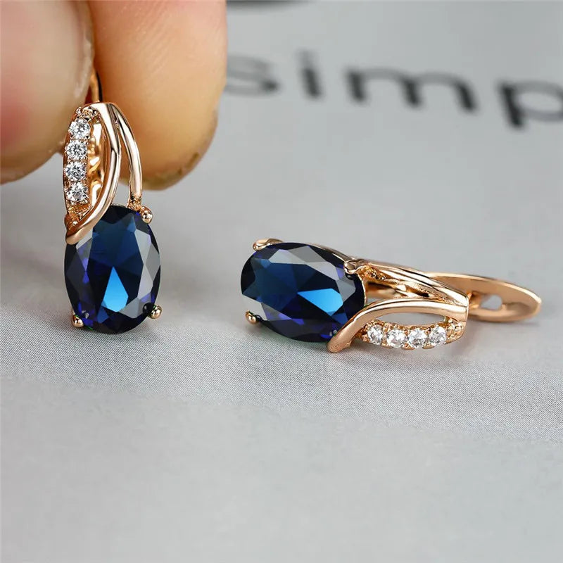 boucle d'oreille créole pierre bleu