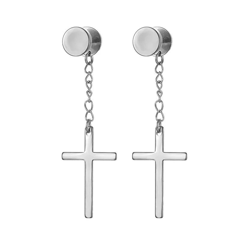 Boucles d'oreilles créoles punk gothique en acier inoxydable