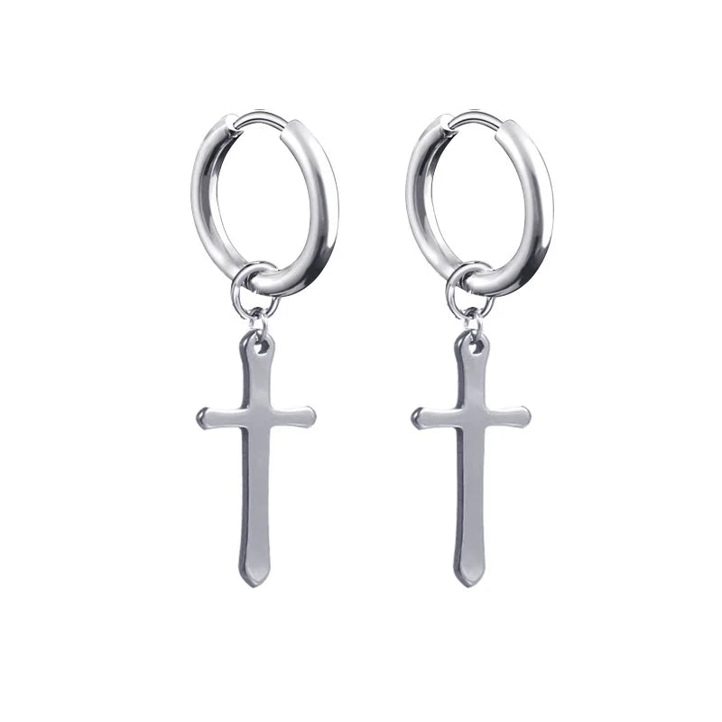 Boucles d'oreilles créoles punk gothique en acier inoxydable