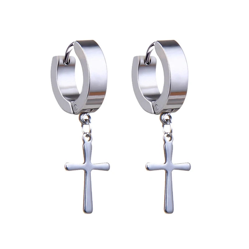 Boucles d'oreilles créoles punk gothique en acier inoxydable