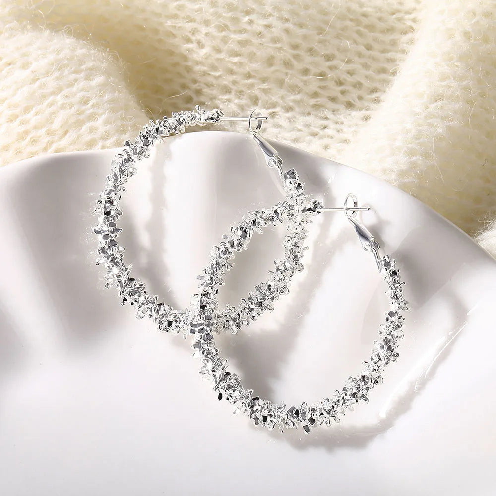 boucle d'oreille créole grande taille avec strass