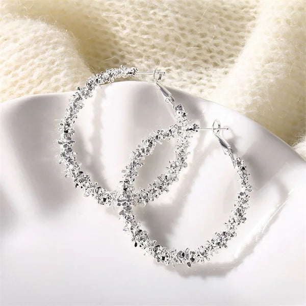 boucle d'oreille créole grande taille avec strass