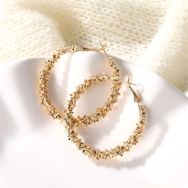 boucle d'oreille créole grande taille avec strass