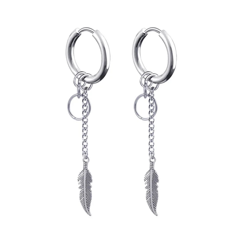 Boucles d'oreilles créoles punk gothique en acier inoxydable