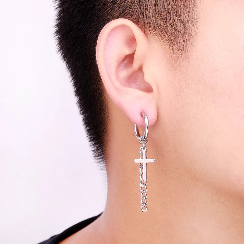 Boucles d'oreilles créoles punk gothique en acier inoxydable