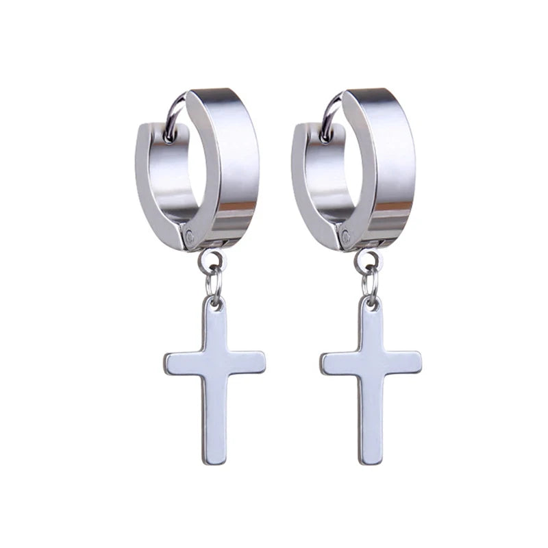 Boucles d'oreilles créoles punk gothique en acier inoxydable