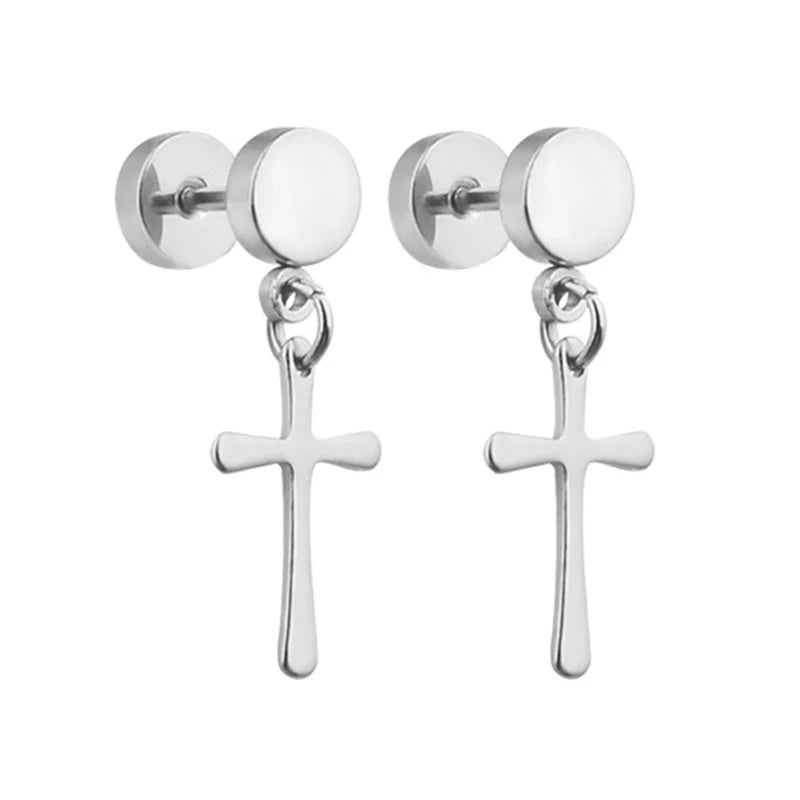 Boucles d'oreilles créoles punk gothique en acier inoxydable