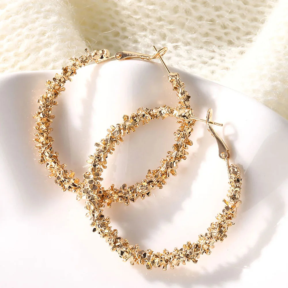 boucle d'oreille créole grande taille avec strass