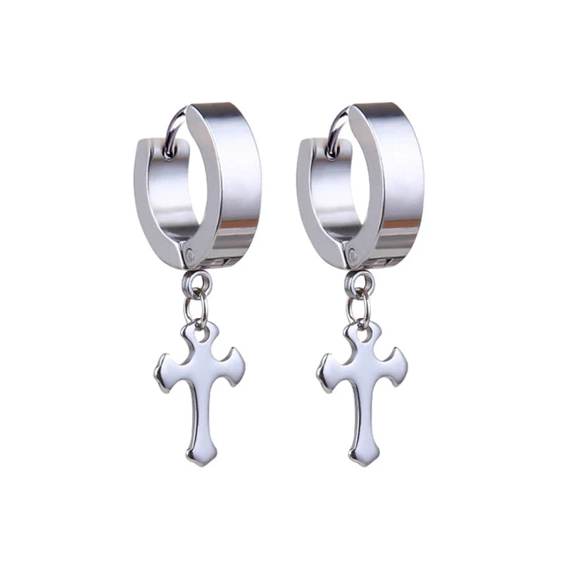 Boucles d'oreilles créoles punk gothique en acier inoxydable