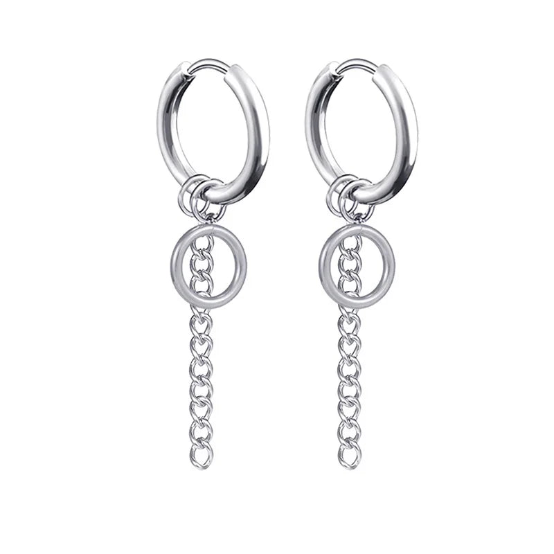 Boucles d'oreilles créoles punk gothique en acier inoxydable
