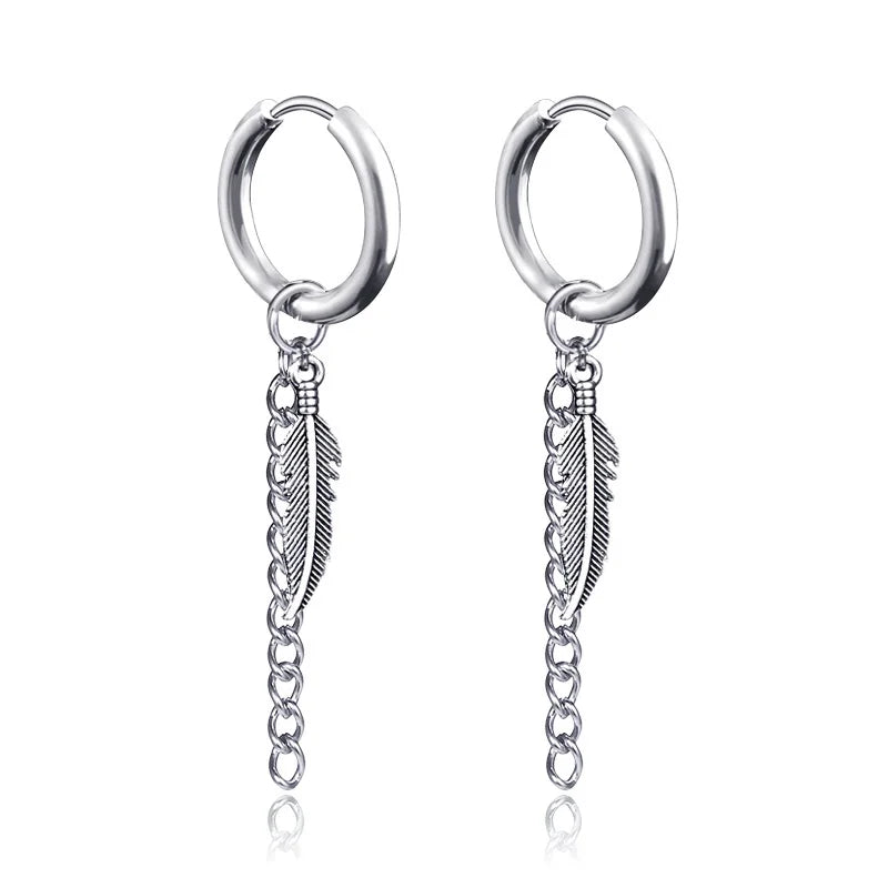 Boucles d'oreilles créoles punk gothique en acier inoxydable