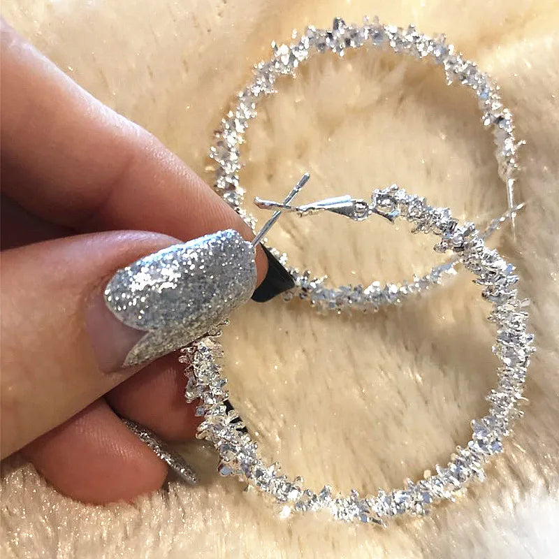 boucle d'oreille créole grande taille avec strass