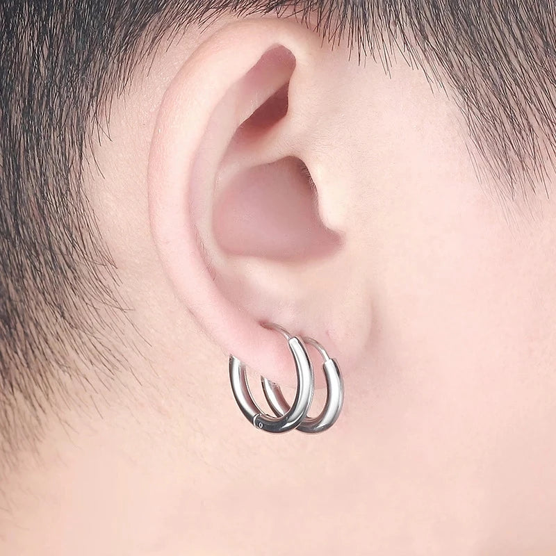 Boucles d'oreilles créoles punk gothique en acier inoxydable