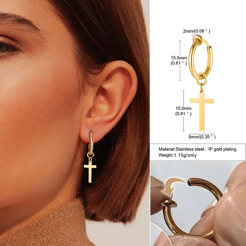 boucle d’oreille croix créoles homme