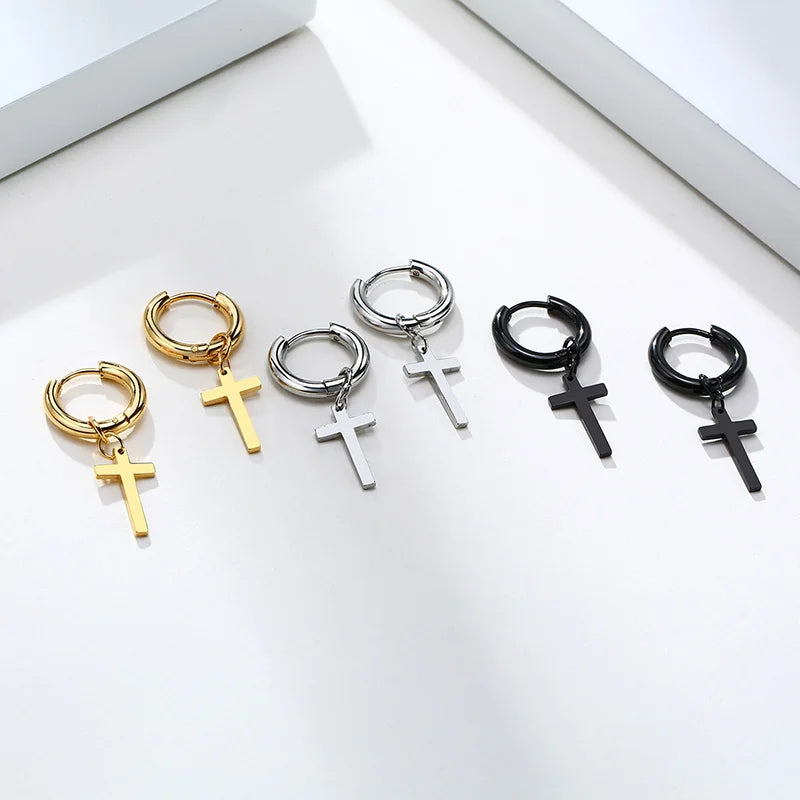boucle d’oreille croix créoles homme