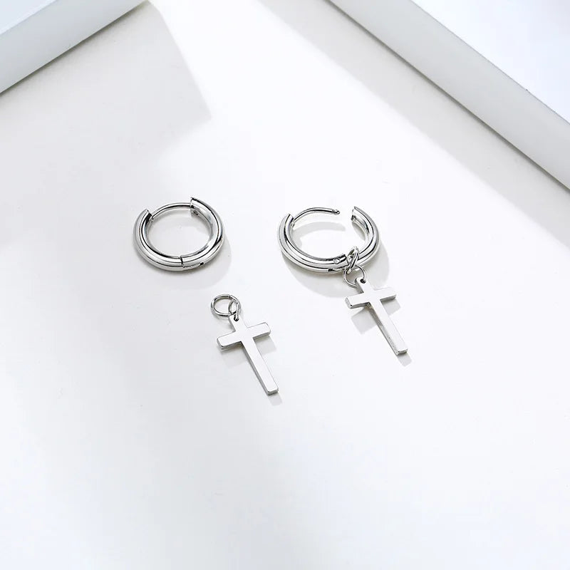 boucle d’oreille croix créoles homme