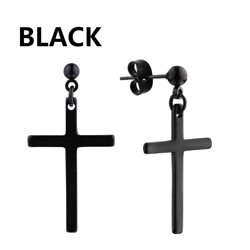boucle d'oreille créole pendentif croix homme