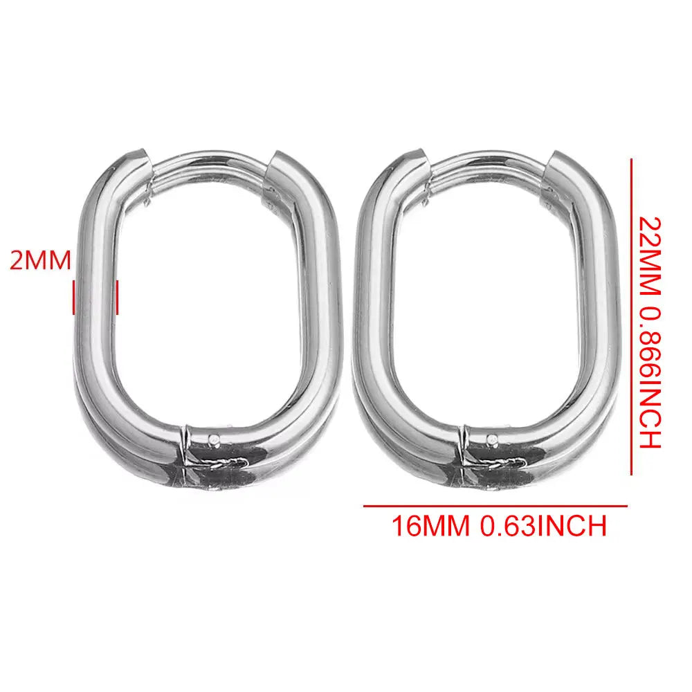 boucle d'oreille créole ovale acier inoxydable