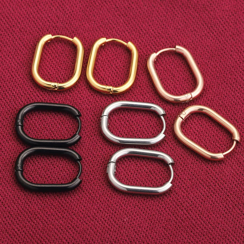 boucle d'oreille créole ovale acier inoxydable