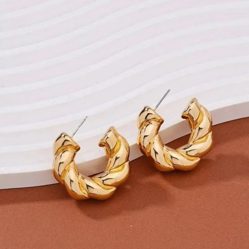 Boucles d'oreilles créoles en pierre de cristal