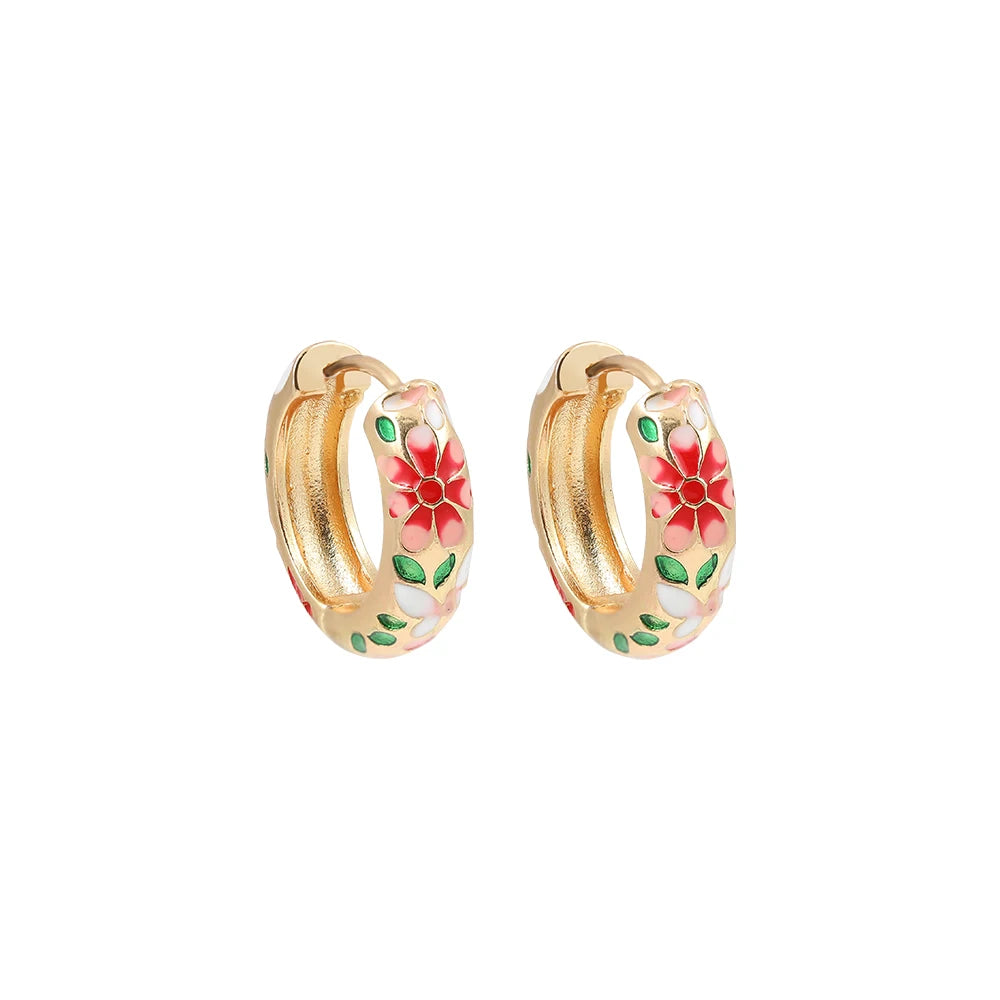 boucles d'oreilles créoles vintage avec motif à fleur