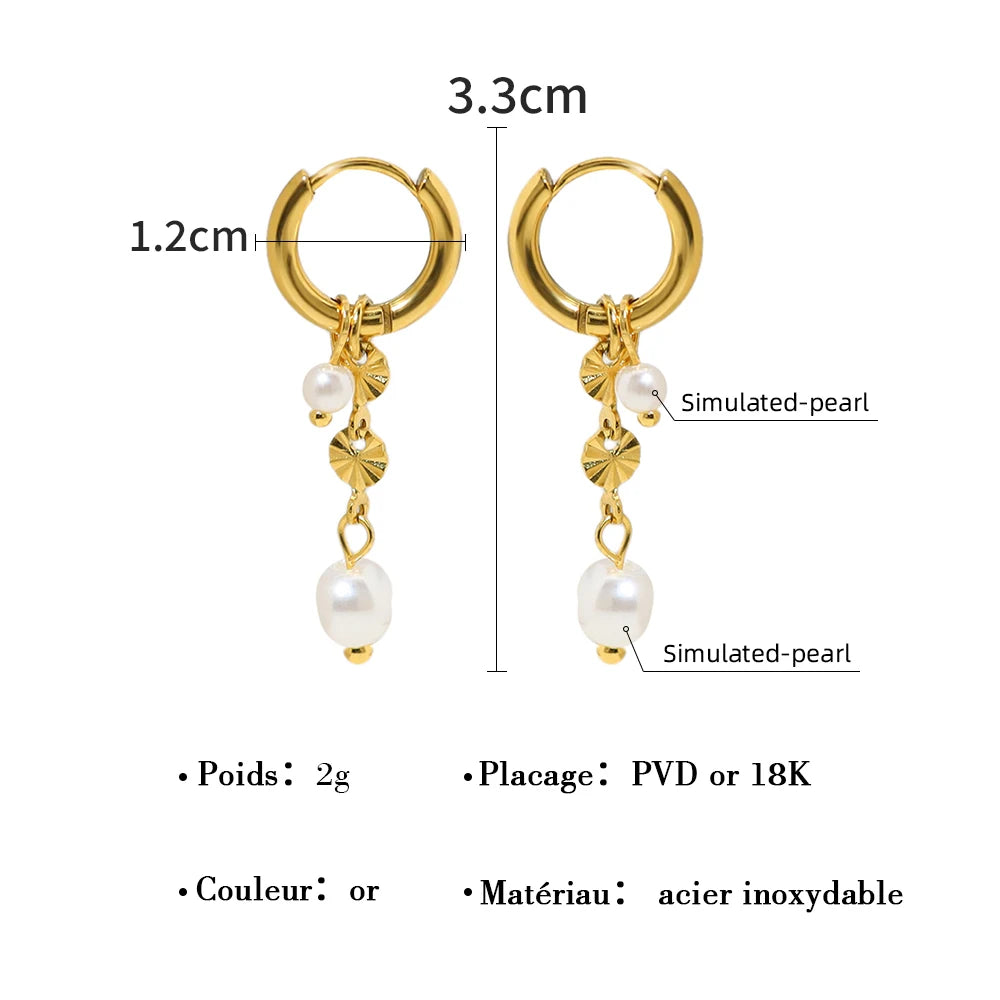 boucle d'oreille perle pendante créole