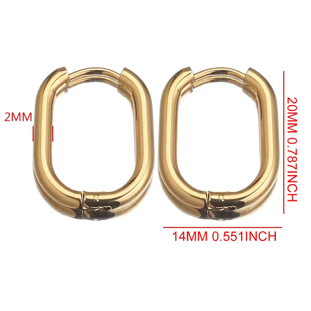 boucle d'oreille créole ovale acier inoxydable