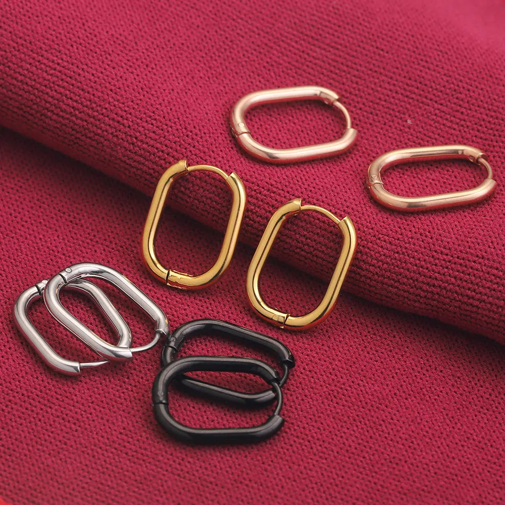 boucle d'oreille créole ovale acier inoxydable