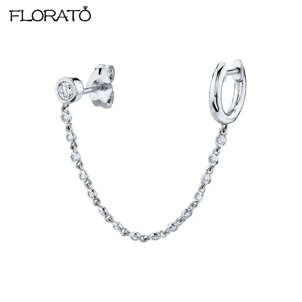 Boucle d'oreille créole avec chaîne et strass