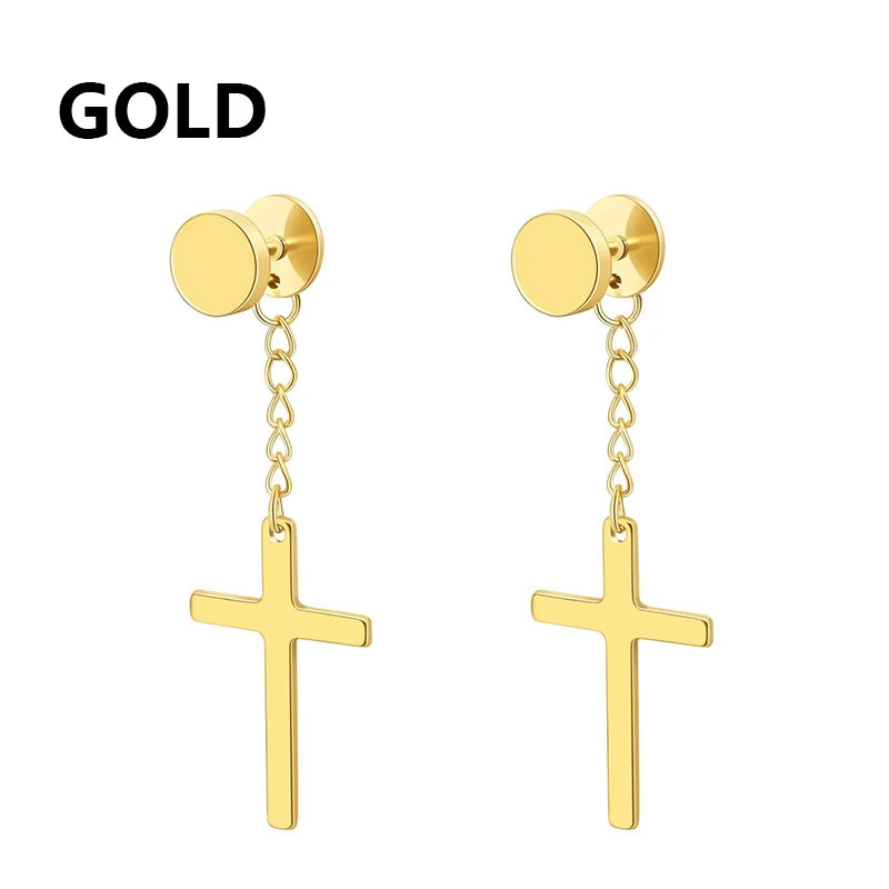 boucle d'oreille créole pendentif croix homme