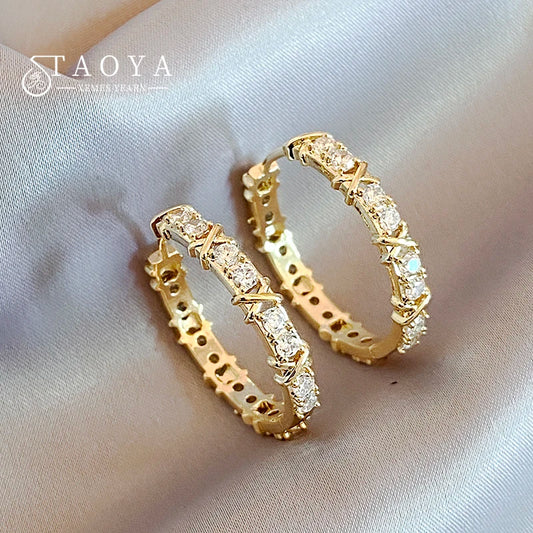 Boucles d'oreilles en métal pour femmes avec diamant