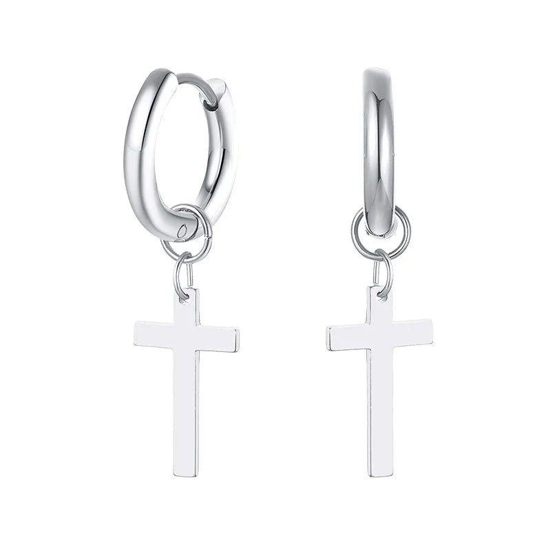 boucle d’oreille croix créoles homme