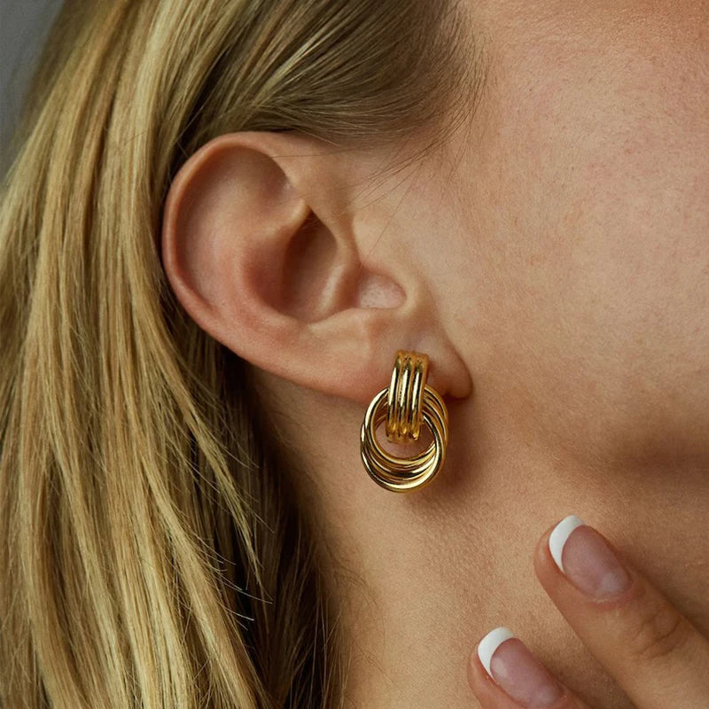 Boucles d'oreilles créole à trois couches
