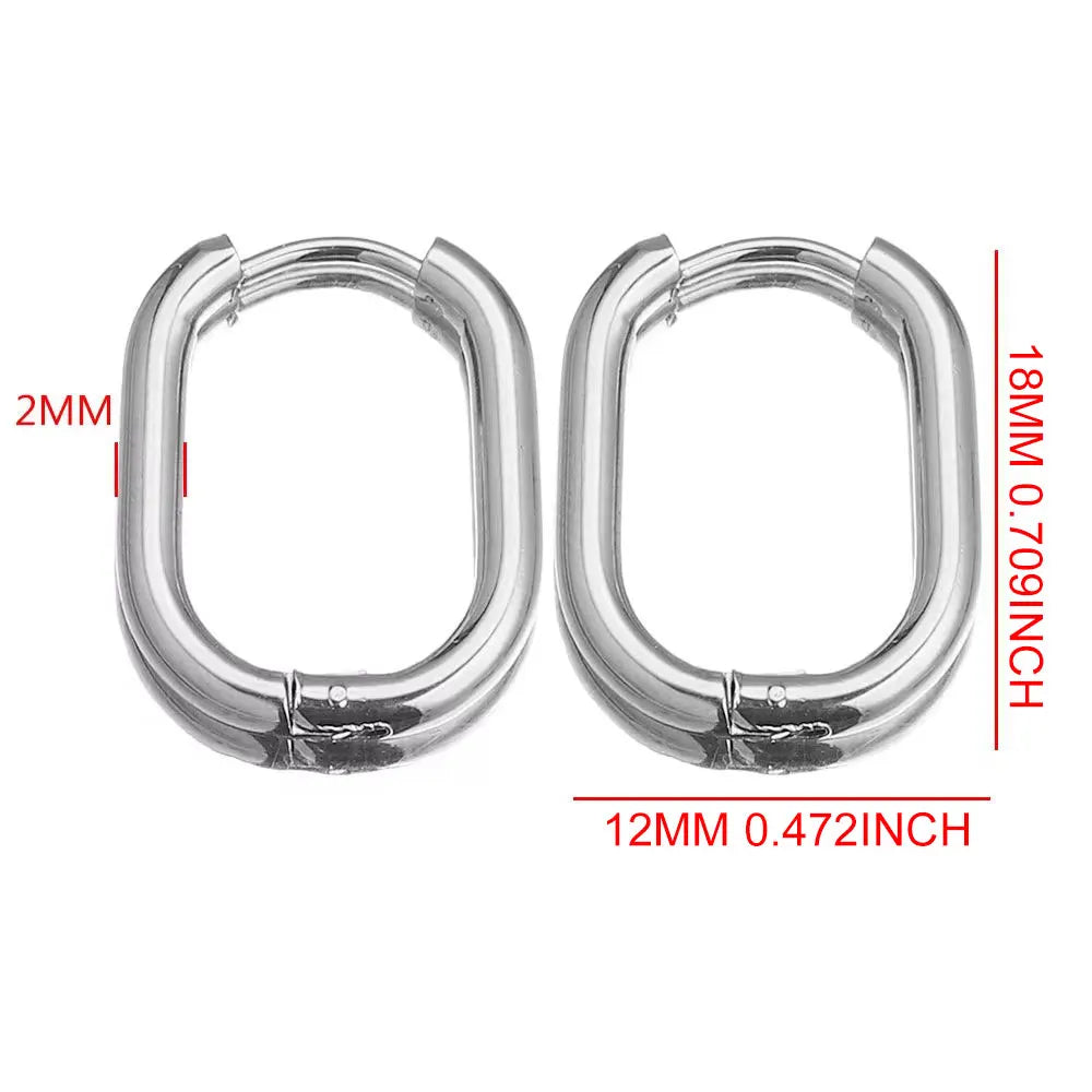 boucle d'oreille créole ovale acier inoxydable